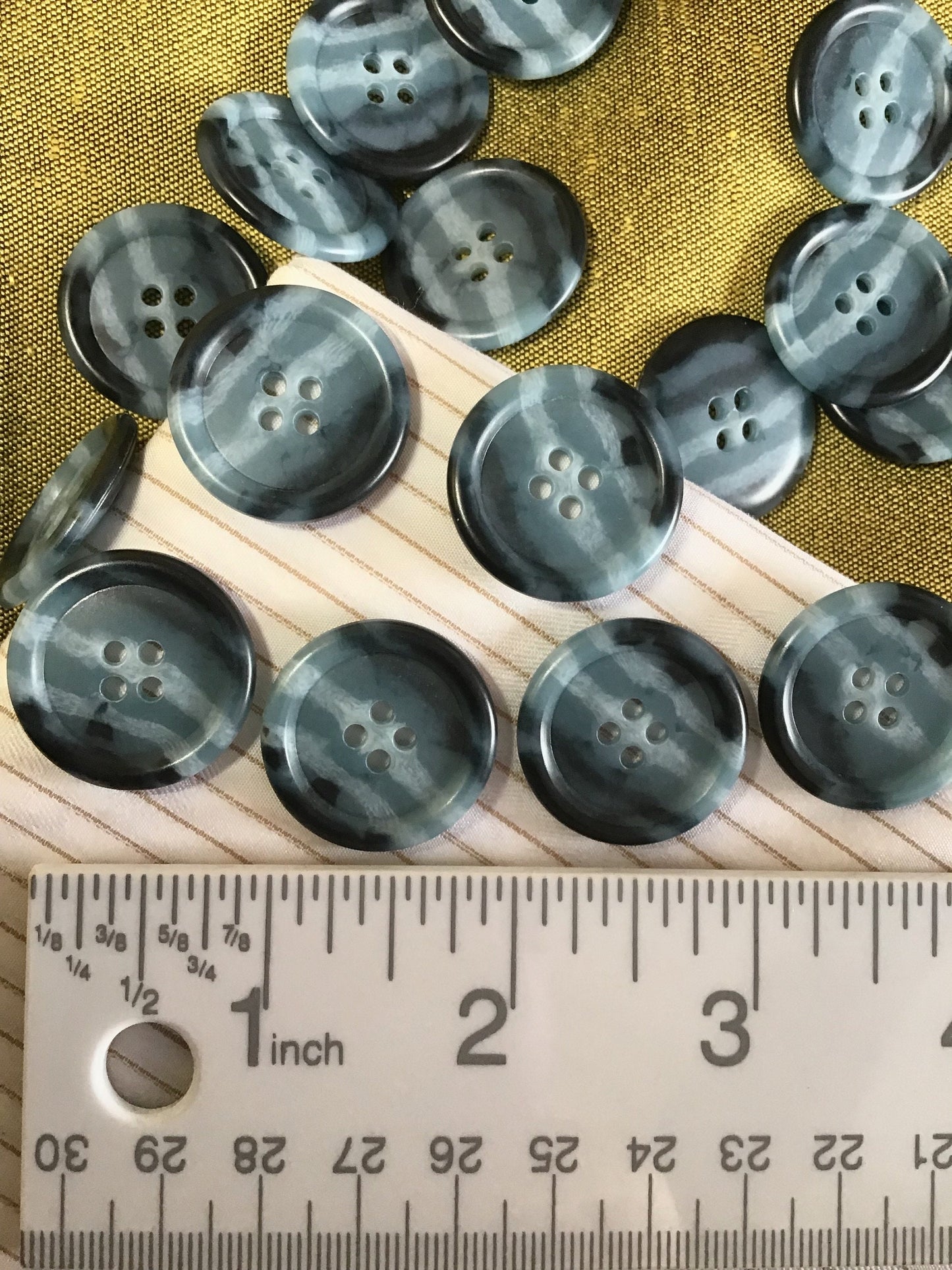 Striped Ocean Waves Italian 4 Hole 1" (25mm) 40L Vintage Buttons #915 Vintage/ Coat Buttons/ Wholesale Decorative Buttons