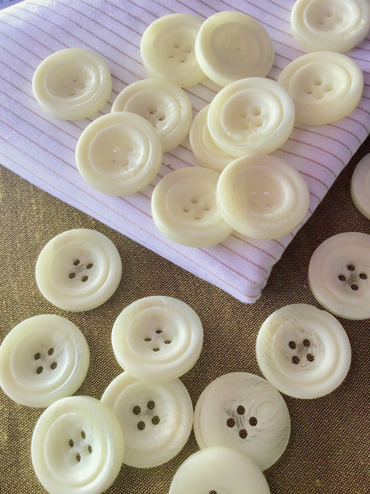 Abalone White Textured Italian 4 Hole 1-1/8" (27mm) 44L Vintage Buttons #907 Vintage/ Coat Buttons/ Wholesale Decorative Buttons