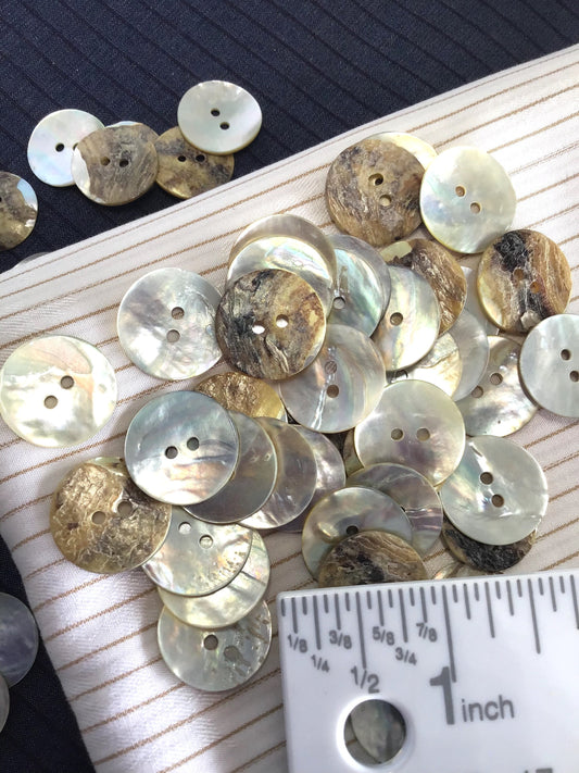 Mother of Pearl 2 Hole 11/16" (18mm) 28L Vintage Shell Buttons #973 Vintage Wholesale Decorative Buttons