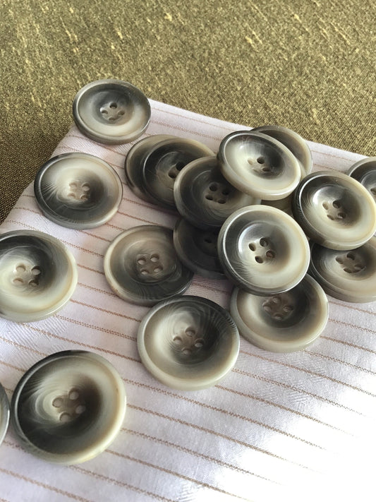 ASH GREY 4 Hole 7/8" Vintage Italian Buttons #966 Vintage Quality Plastic Buttons (23mm) 36L / Wholesale Decorative Buttons