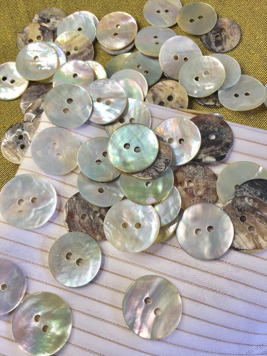 Mother of Pearl 2 Hole 11/16" (18mm) 28L Vintage Shell Buttons #903 Vintage/ Coat Buttons/ Wholesale Decorative Buttons