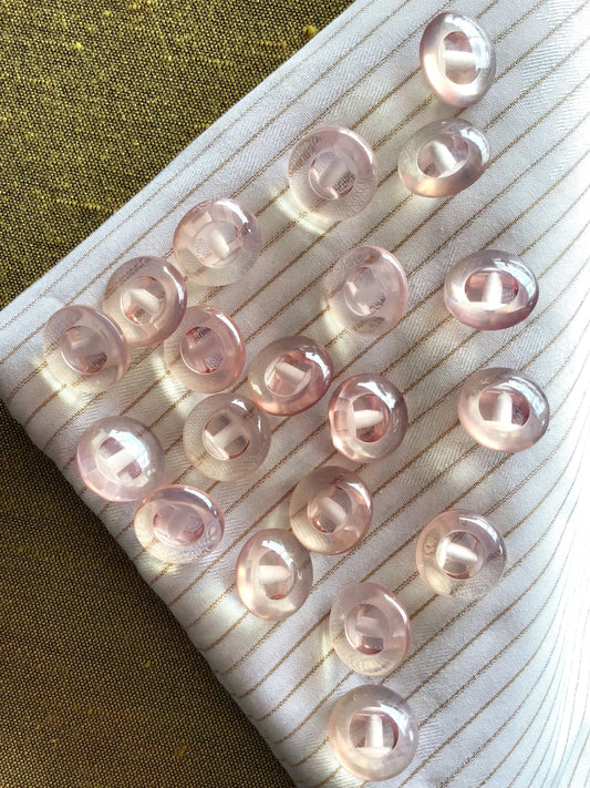 Clear Pale Salmon Dome Vintage Shank 9/16" (14mm) 22L Buttons #968 Vintage Shank Clear Buttons/ Wholesale Decorative Buttons
