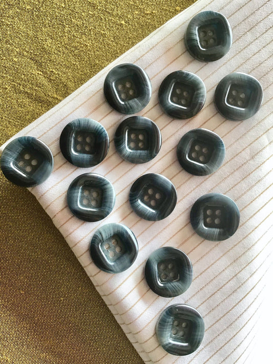 ITALIAN Space Blue 4 Hole 13/16" (20mm) 32L Vintage Sewing Buttons #964 Texture Quality Plastic Buttons/ Wholesale Decorative Buttons