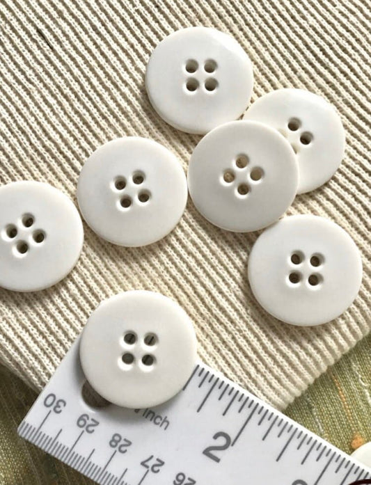 WHITE 1-1/4 inch 4 Hole Buttons Made in USA Vintage Sewing Button for Clothing / Coat & Jacket Buttons / Designer Decorative Buttons 548