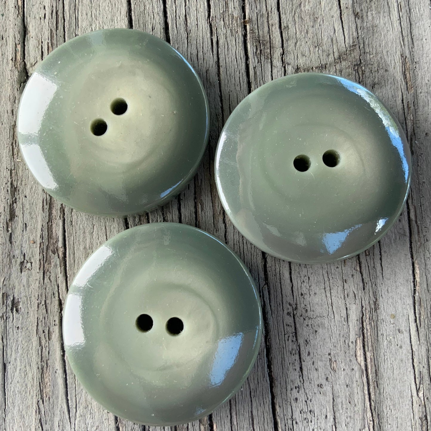 VINTAGE Sage LARGE Buttons 2 Hole ITALIAN Coat & Jacket Big Buttons Sage Green 1-3/8" (35mm) 54L Premium Quality Thick Buttons #508