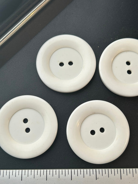 ITALIAN BUTTONS 2 hole Pure White Buttons 1-3/8 (34mm) Designer Buttons / Clothing Vintage Buttons #1119