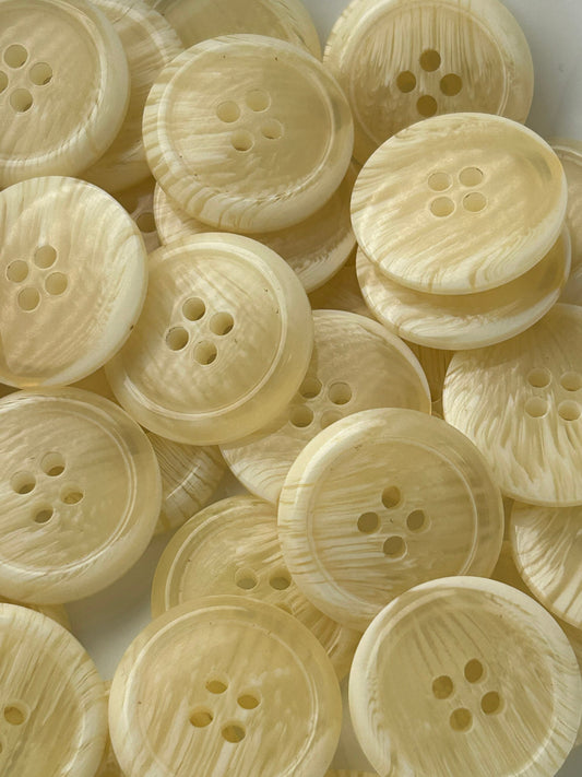 ITALIAN BUTTONS 4 hole Clear Cream Buttons 7/8” (23mm) Designer Buttons / Clothing Buttons #1076