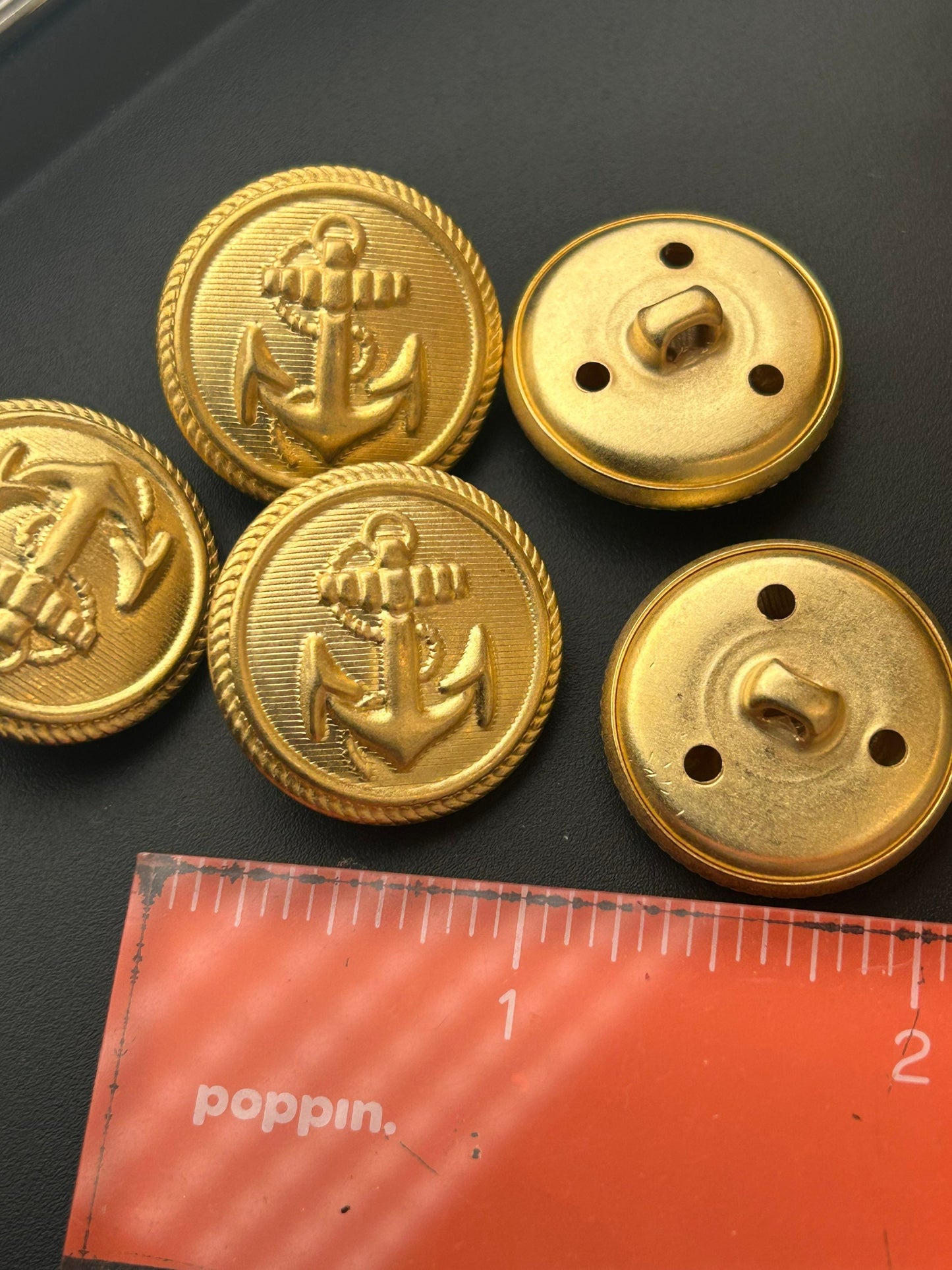 1” GOLD ANCHOR EMBOSSED Metal Buttons 25mm Matte Gold Metal Shank Buttons for Clothing / Blazer Coat Buttons, Dress & Jacket Buttons #1183