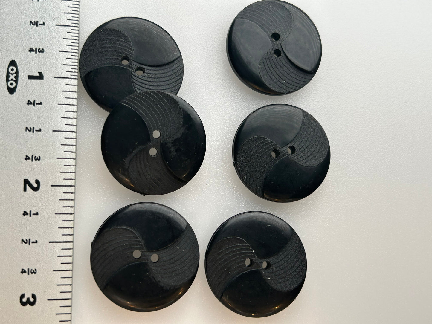 Designer Black 2 Hole Buttons 1" (25mm) Textured Black Buttons/ Clothing Vintage Buttons/ Wholesale Sewing Buttons #1128
