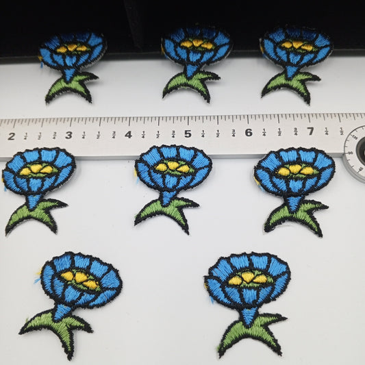 FLORAL VINTAGE appliques yellow blue flower iron-on Patches #185