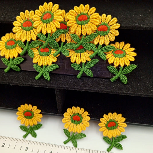 FLORAL VINTAGE appliques orange green yellow flower Patches #174