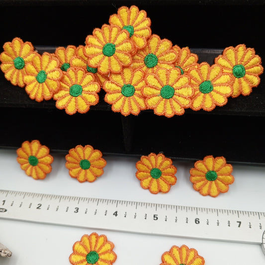 FLORAL VINTAGE appliques green orange yellow flower Patches #175