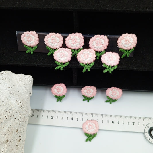 FLORAL VINTAGE appliques white pink flower Patches #172