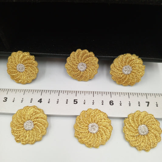 FLORAL VINTAGE applique silver gold metallic flower iron on Patches #208