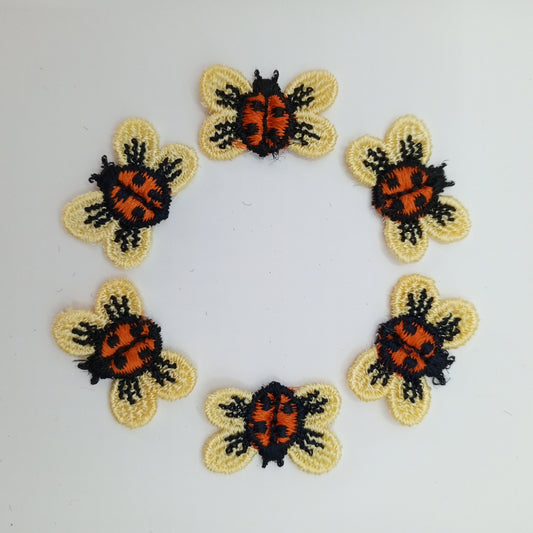 Yellow orange black ladybug sewing applique #493