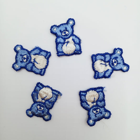 Blue ivory teddy bear Patches sewing appliqué #469
