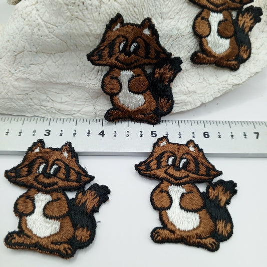 White black brown raccoon, sewing appliqué Patches #440