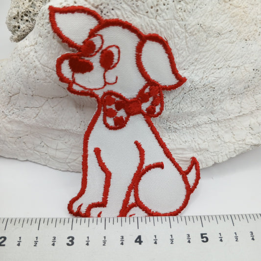 Red white dog iron on appliqué Patches #423
