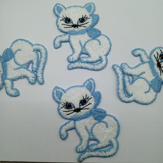 Blue, black, white cat, sewing appliqué Patches #422