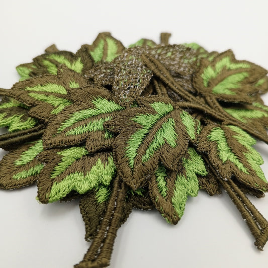 NATURE Leafy Stem Appliques VINTAGE Forest Green Leaf Patches Embroidery Sewing Applique Decorative Patches, DIY Patches Embellishments #332