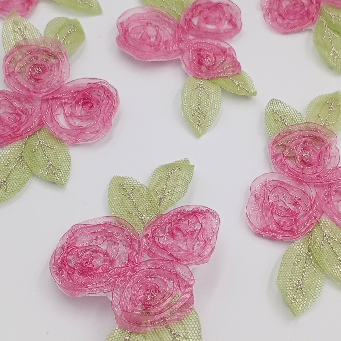 FLORAL VINTAGE appliques mauve grape sheer flower green silver Patches #281