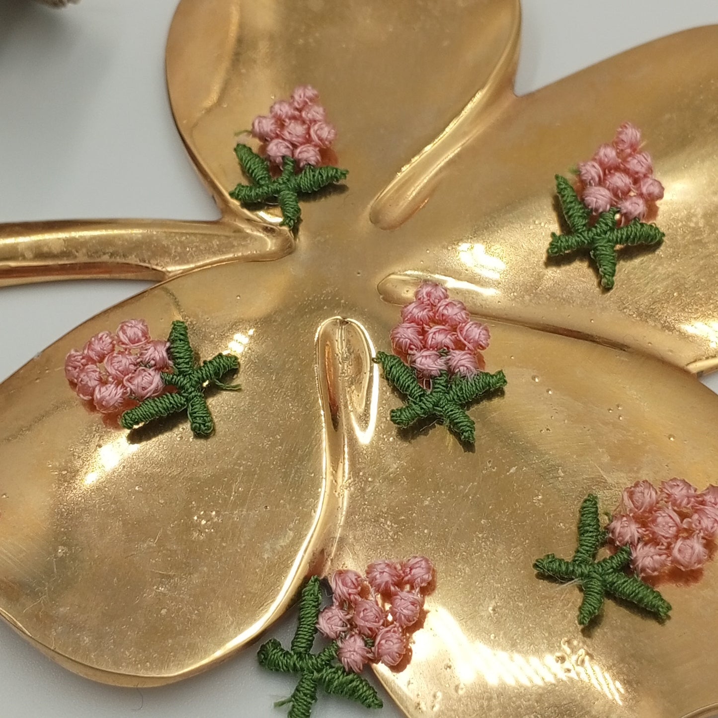 VINTAGE appliques cute pink flower cluster embroidery Patches #294