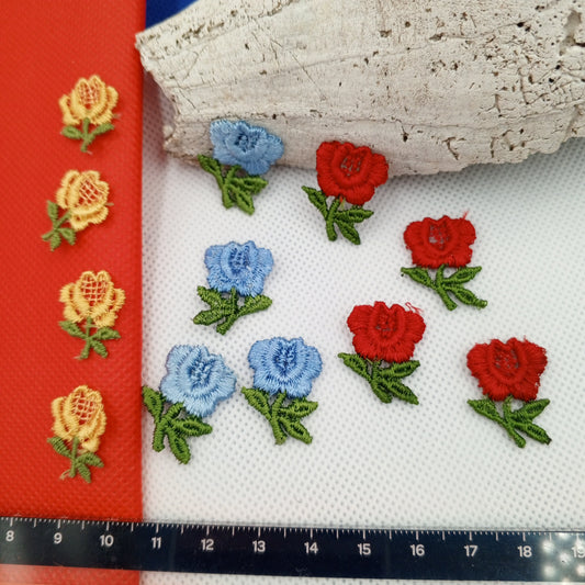 12 pieces FLORAL VINTAGE appliques blue green yellow red flower Patches #130
