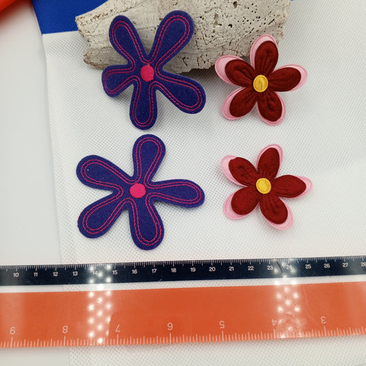 4 pieces FLORAL VINTAGE appliques merlot pink purple flower Patches #131