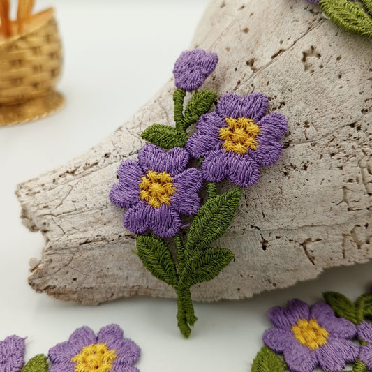 FLORAL VINTAGE appliques purple yellow green flower Patches #234