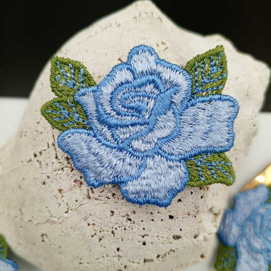 FLORAL VINTAGE appliques blue green flower Patches #243