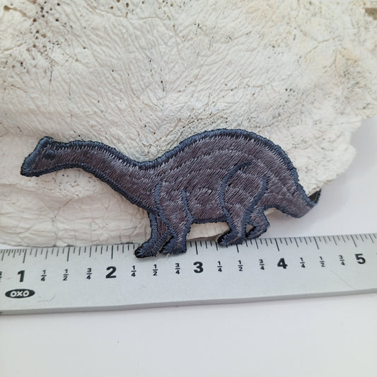 Gray Brontosaurus Dinosaur Iron on Patches #475