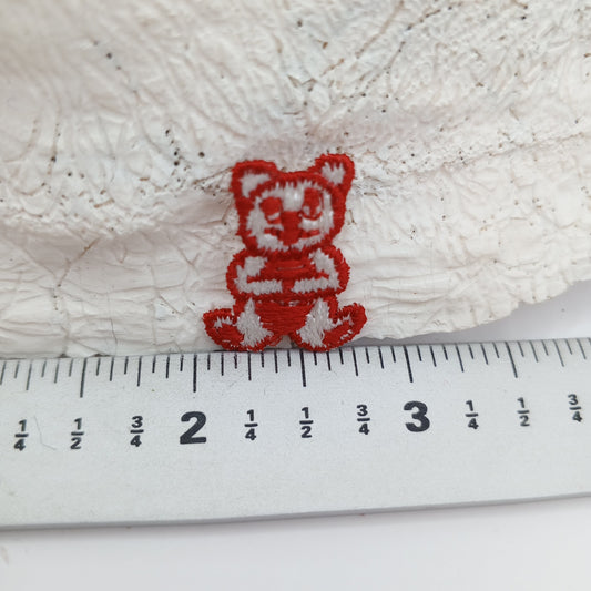 Tiny Red white Teddy bear sewing appliqué Small patches #472