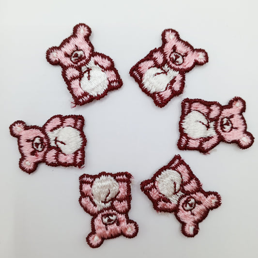 Merlot Ivory Pink Teddy bear Patches sewing appliqué #468