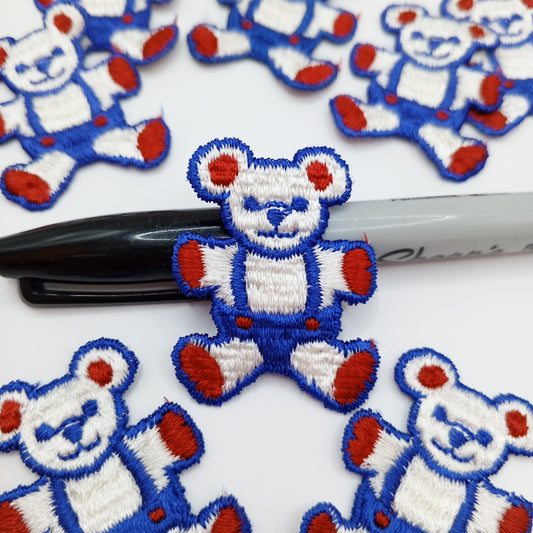 Red Blue white Teddy bear Toy appliques sewing patches #467