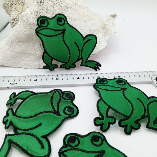 Black Green Frog Iron on Appliqué Patches #455