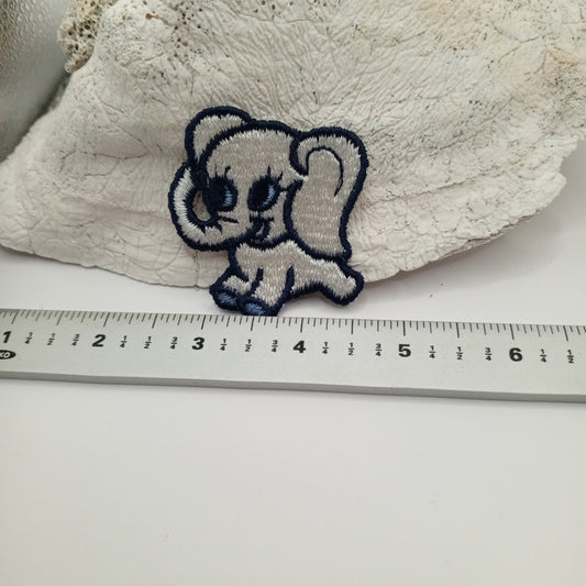 Black light blue white elephant, sewing appliqué Patches #442
