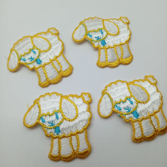 Yellow cyan white sheep sewing, appliqué Patches #433