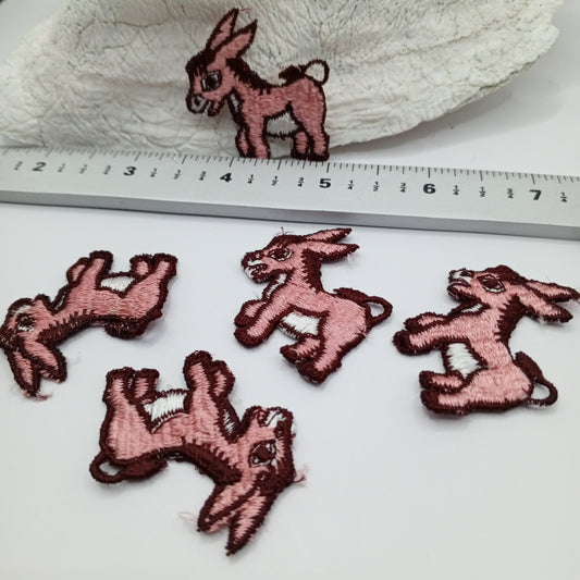 Pink Merlot white donkey appliqué, appliqué sew on Patches #430