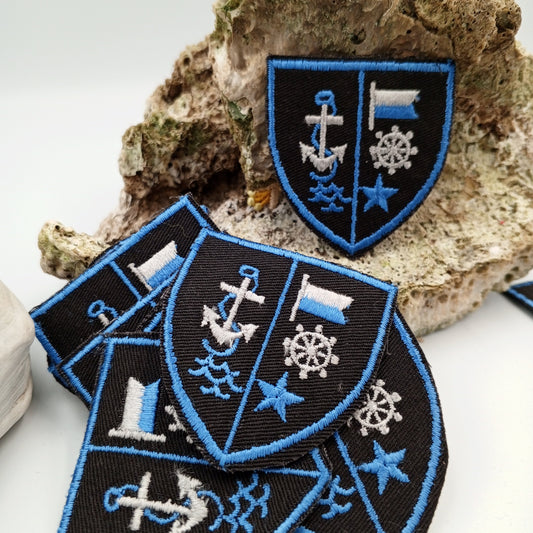 VINTAGE Sailor Badge Patches black blue Star silver gray Embroidery Anchor Patch Appliques #704