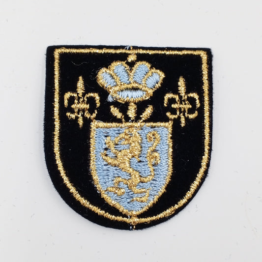 VINTAGE Badge Patches black Metallic gold Crown Lion light blue Embroidery Appliques #702