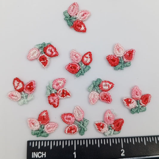 VINTAGE appliques cute red white pink flower embroidery Patches #291