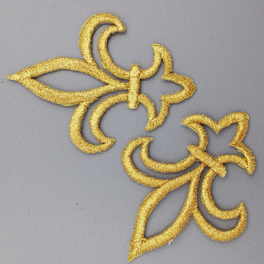 VINTAGE Badge Patches metallic gold Embroidered Appliques #772