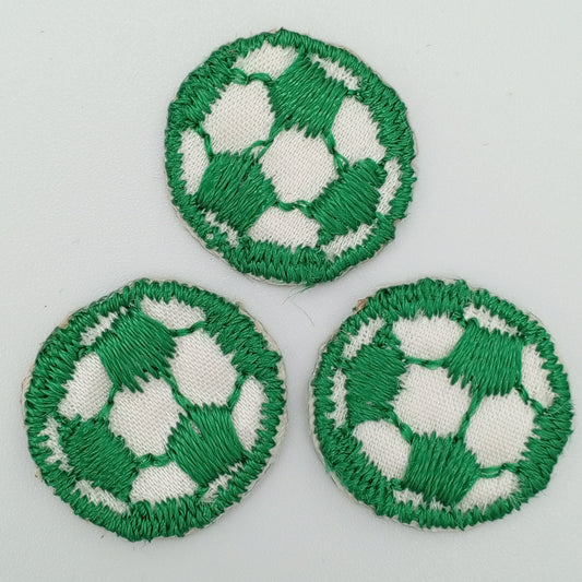 VINTAGE Soccer ball patches green white embroidered applique #924