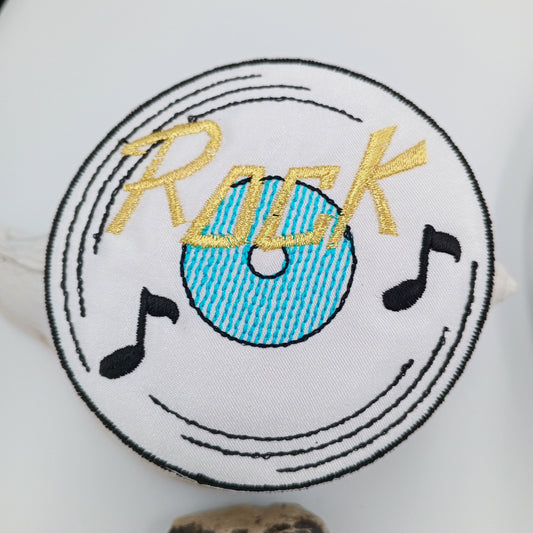 VINTAGE music cd disk rock music record Patches white black metallic gold cyan Embroidered Appliques #941