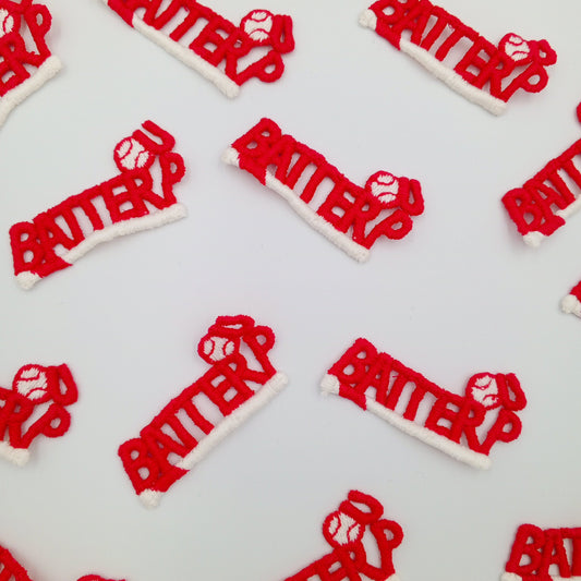 VINTAGE Letter Words Patches white red batter up baseball Embroidered Appliques #800