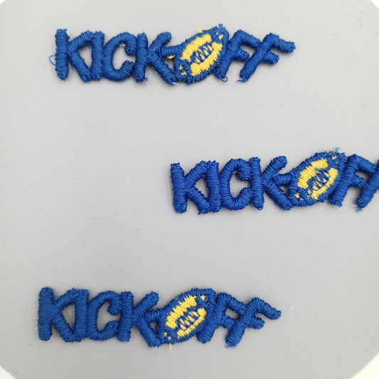 VINTAGE Letter Words Patches navy blue KICK OFF American football Embroidered Appliques #804