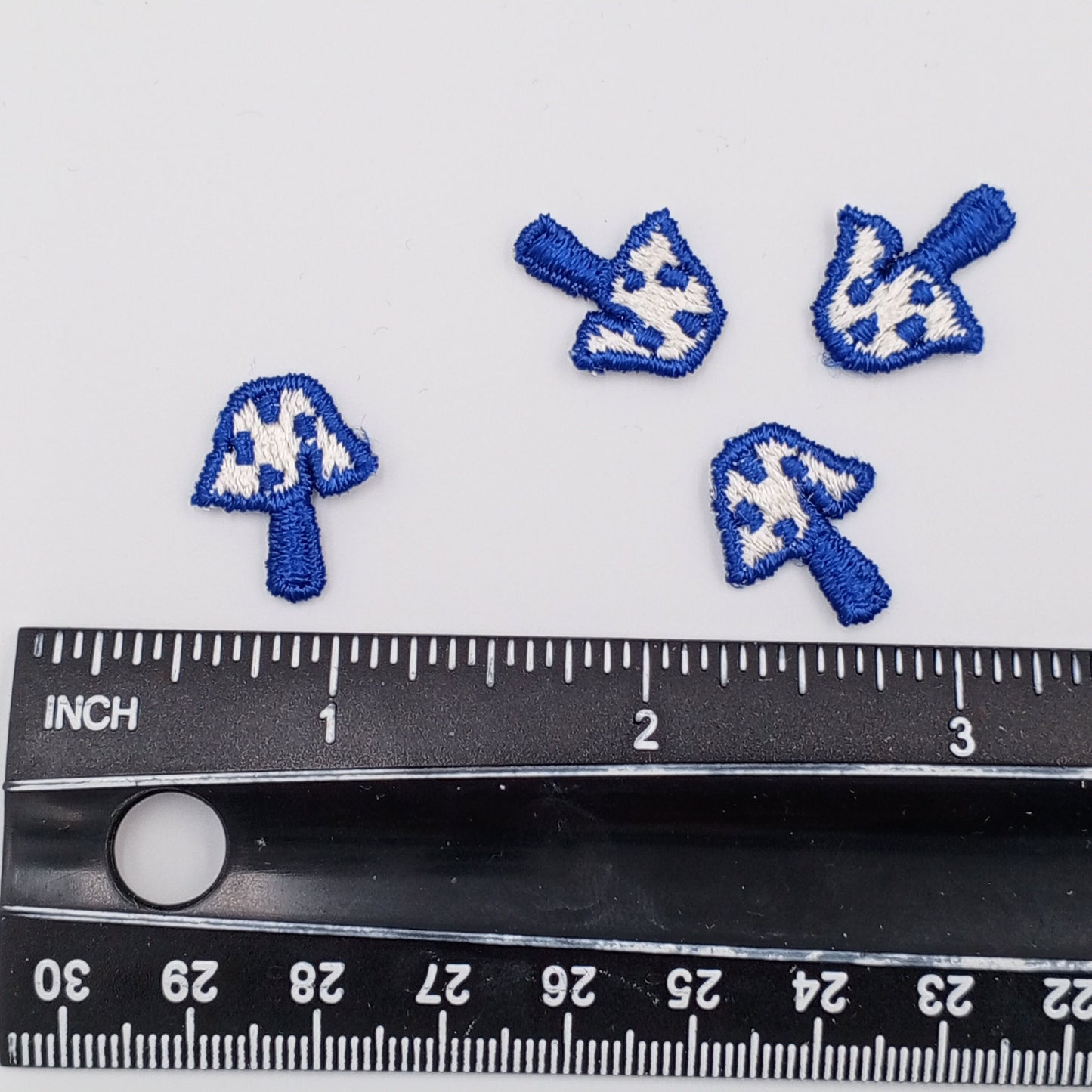 VINTAGE appliques cute white blue mushroom Patches #365