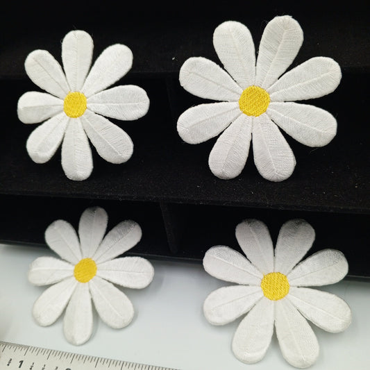 FLORAL VINTAGE appliques 3” big white daisy flower Patches #197