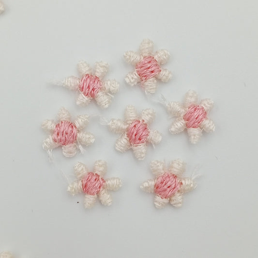 VINTAGE appliques cute tiny pink white flower embroidery Patches #327