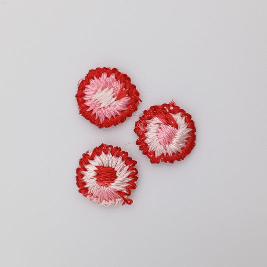 VINTAGE appliques cute pink red dot flower embroidery Patches #324